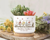 Personalized Grandma's Garden Ceramic Plant Pot, Custom Birth Flower Plant Pot, Mother's Day Gift, Grandma Gift From Grandkids