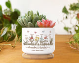Personalized Grandma's Garden Ceramic Plant Pot, Custom Birth Flower Plant Pot, Mother's Day Gift, Grandma Gift From Grandkids