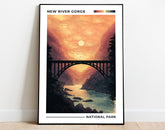 New River Gorge National Park Poster, US National Parks Poster, West Virginia Poster, Travel Poster, Landscape Art, Adventure Poster