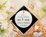 First Christmas Married Ornament, Mr and Mrs Christmas Ornament, Personalized Wedding Gift