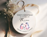 Personalised First Christmas as a Family Decoration, Keepsake Christmas Bauble Gift Ceramic Ornament, Baby's First Christmas Decoration