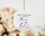 Personalised First Christmas as a Family Decoration, Keepsake Christmas Bauble Gift Ceramic Ornament, Baby's First Christmas Decoration