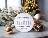 Married Ornament, Wedding Gift, Wedding Date ornament, Heart Calendar, Anniversary Gift, Our First Christmas, Newlywed Gift, Engagement Gift