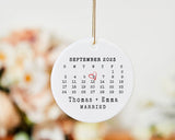 Married Ornament, Wedding Gift, Wedding Date ornament, Heart Calendar, Anniversary Gift, Our First Christmas, Newlywed Gift, Engagement Gift