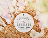 Married Ornament, Wedding Gift, Wedding Date ornament, Heart Calendar, Anniversary Gift, Our First Christmas, Newlywed Gift, Engagement Gift