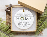 Personalized New Home Ornament, New Home Christmas Ornament, Wreath New House Ornament