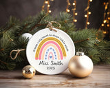 Custom Teacher Gift Ornament, Personalized Rainbow Teacher Ornament, Teacher Christmas Ornament Gift, Mentor Gift Ornament