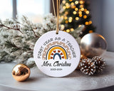 First Year As A Teacher Gift, Custom Name Teacher Ornament, Rainbow Teacher Ornament, Christmas Teacher Ornament, New Teacher Ornament