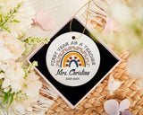 First Year As A Teacher Gift, Custom Name Teacher Ornament, Rainbow Teacher Ornament, Christmas Teacher Ornament, New Teacher Ornament