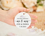 First Christmas Married Ornament, Mr and Mrs Christmas Ornament, Personalized Wedding Gift