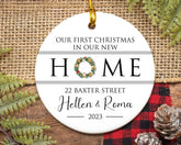 Personalized New Home Ornament, New Home Christmas Ornament, Wreath New House Ornament