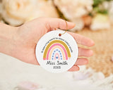 Custom Teacher Gift Ornament, Personalized Rainbow Teacher Ornament, Teacher Christmas Ornament Gift, Mentor Gift Ornament