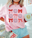 Coquette 4th of July Bow T Shirt, Soft Girl Patriotic TShirt, Cute Independence Day Tee, American Girly Gift, Fourth of July Country