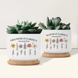 Personalized Birth Flowers Ceramic Plant Pot, Custom Grandma's Garden Plant Pot, Mother's Day Gift, Grandma Gift From Grandkids