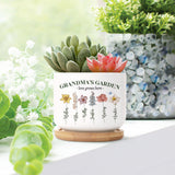 Personalized Birth Flowers Ceramic Plant Pot, Custom Grandma's Garden Plant Pot, Mother's Day Gift, Grandma Gift From Grandkids