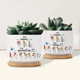 Personalized First Mom Now Grandma Ceramic Plant Pot, Custom Birth Flowers Plant Pot, Grandma's Garden Gift, Mother's Day Gift