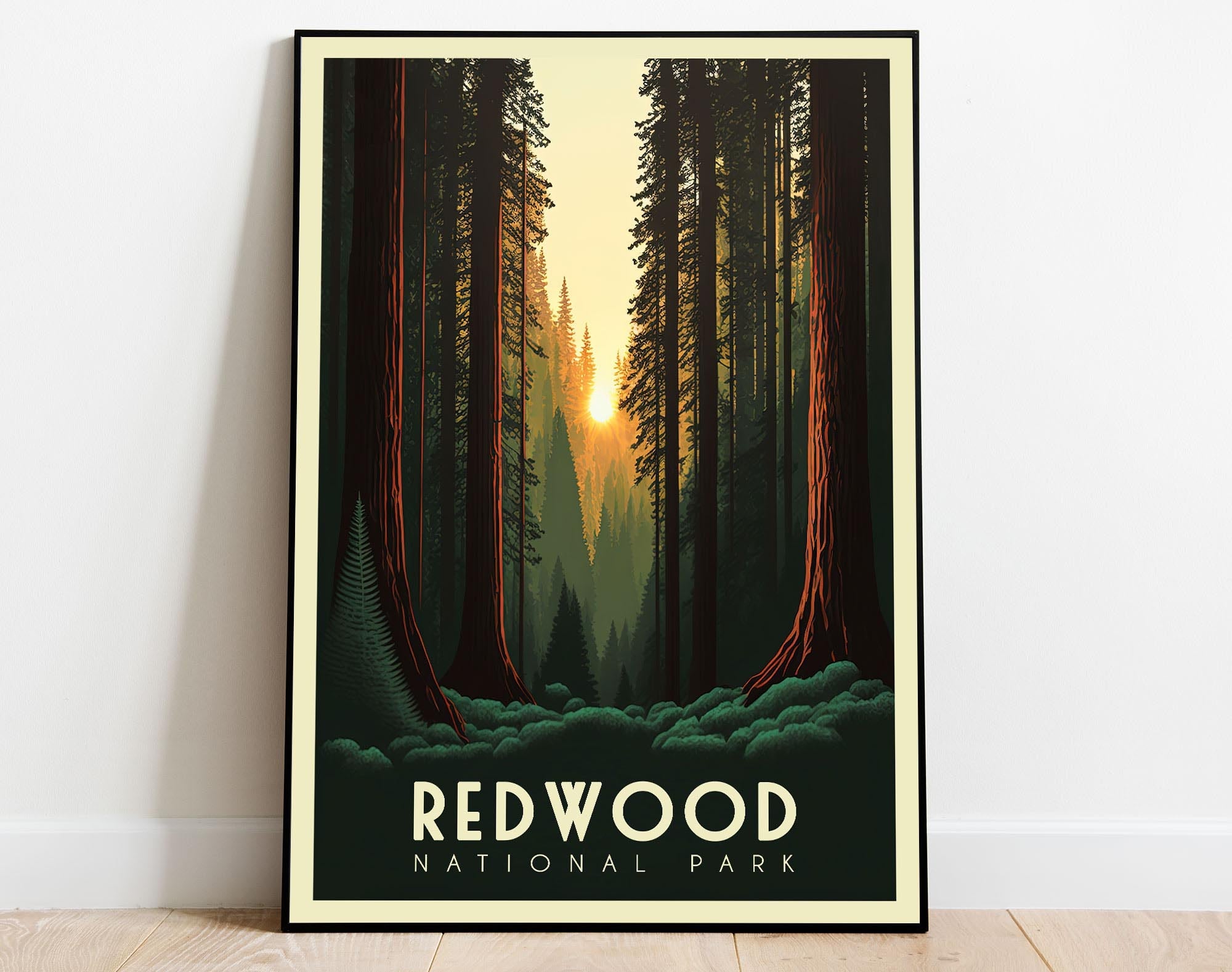 Redwood National Park Poster, California Poster, US National Parks Poster, Travel Poster, Adventure Poster, Nature Art, Landscape Art Main image
