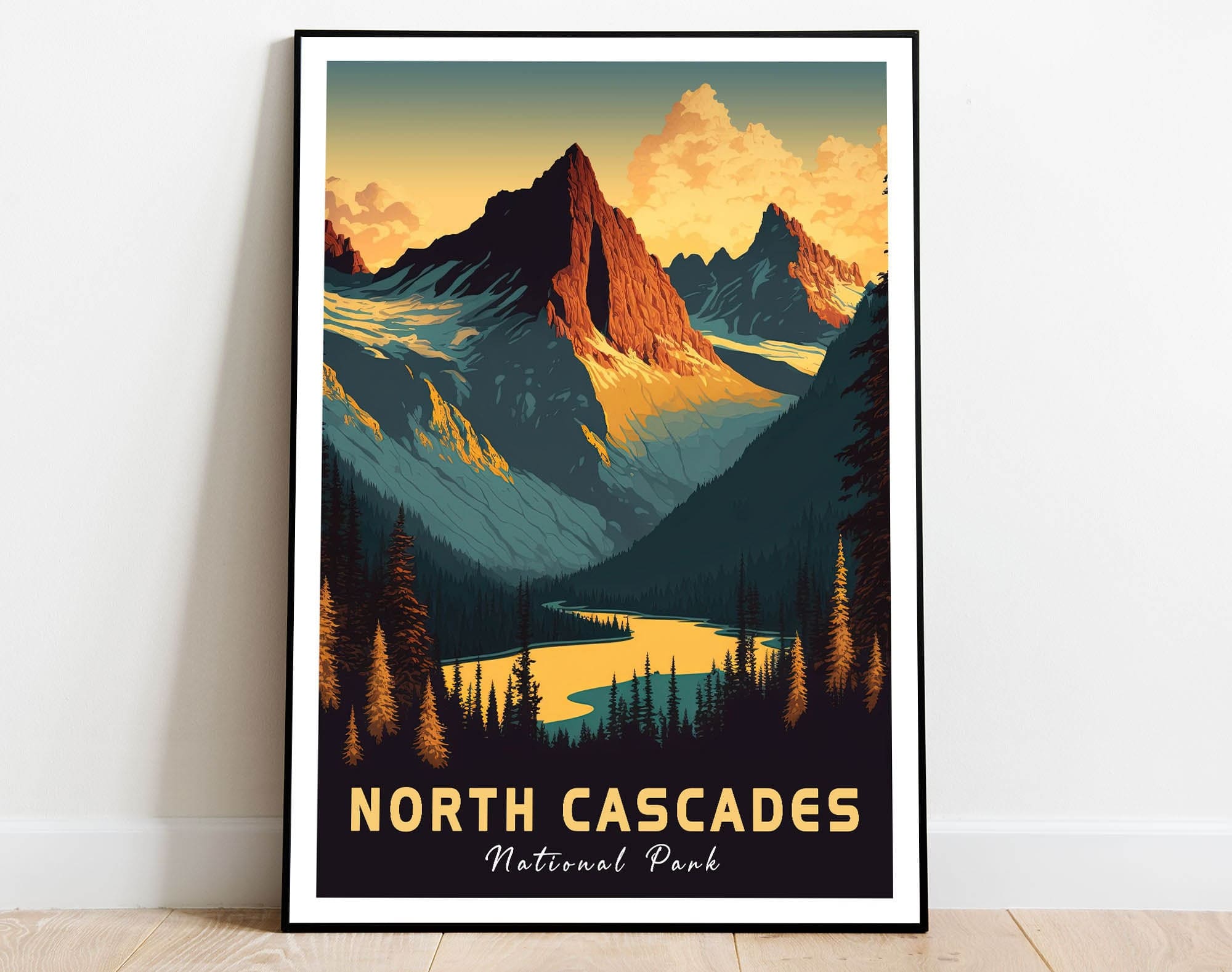 North Cascades National Park In Washington Poster, US National Park Poster, Travel Poster, Nature Lover Art, Landscape Poster Main image