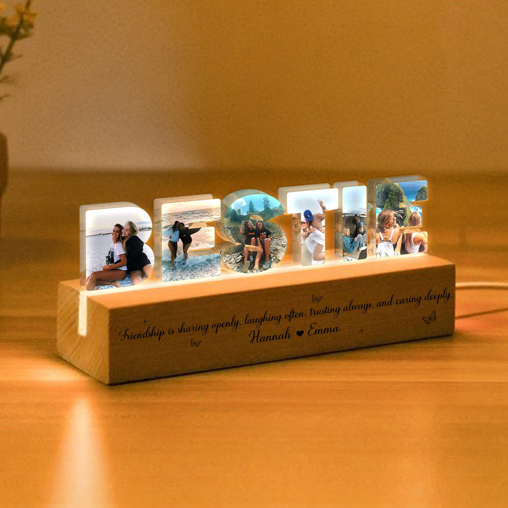 Personalized Bestie Photo Collage Night Light, Custom Bestie Gifts, BFF Gift, Best Friend Birthday Gift, Friendship Gift, Gift for Bestie