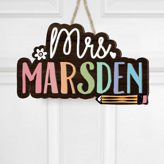Personalized Teacher Name Sign, Custom Teacher Welcome Sign, Teacher Appreciation Gift, Teacher Back To School Gift, Teacher Desk Sign Main image