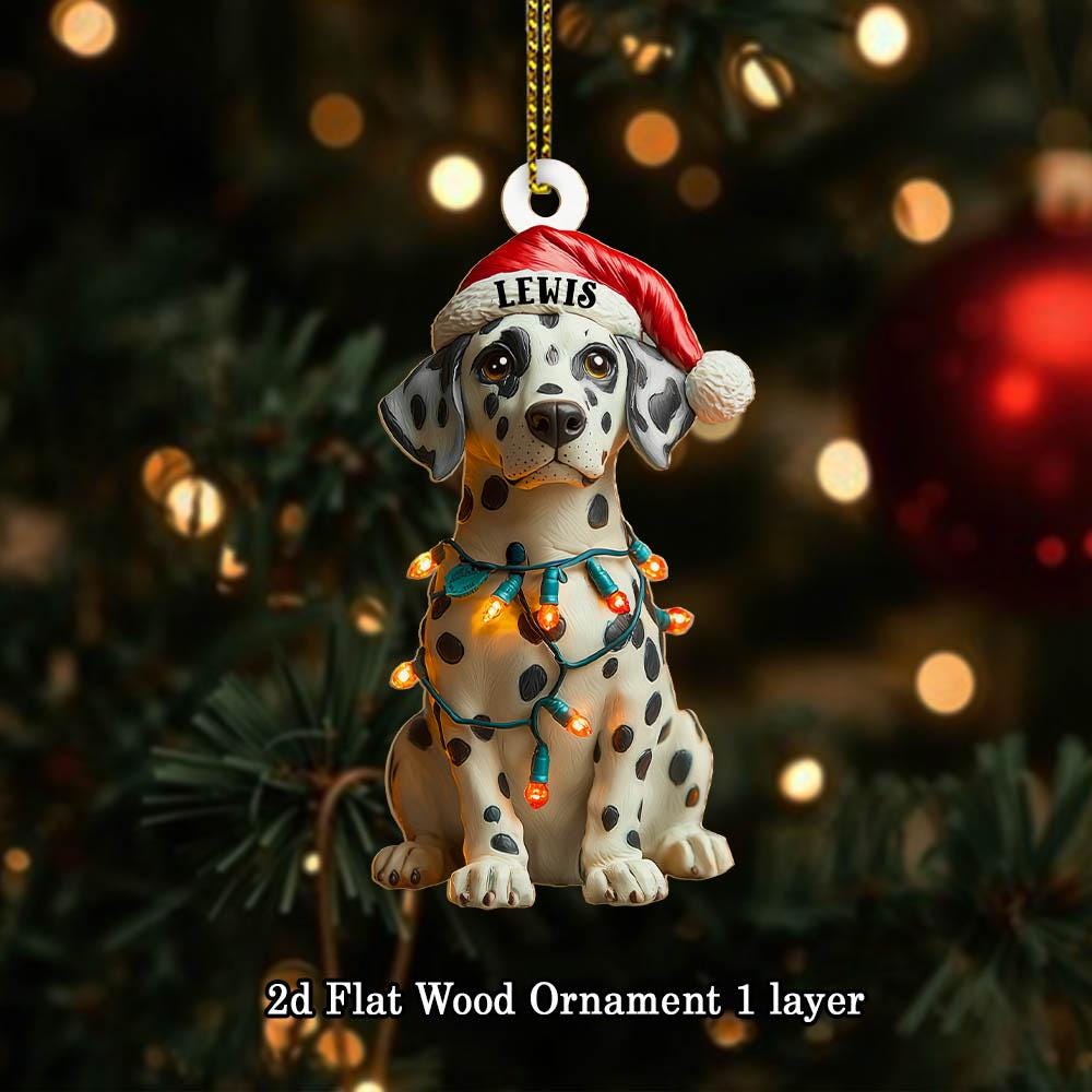 Customized Name Dalmatian Christmas Ornament, Dog First Christmas FLAT Ornament, Personalized Puppy Ornament