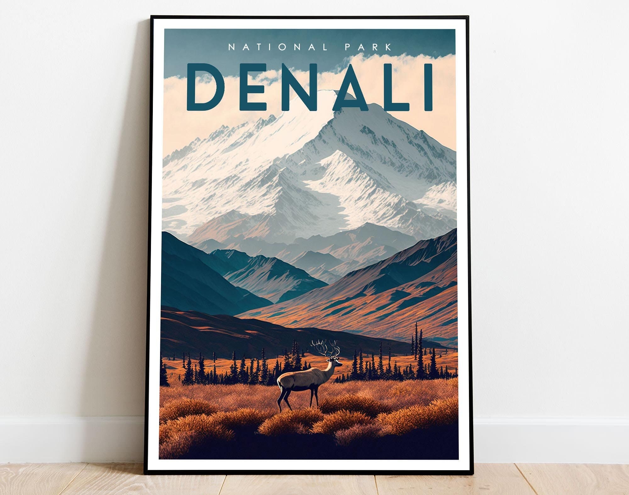 Denali National Park Poster, USA National Parks Poster, Mount McKinley Poster, Alaska Poster, Travel Poster, Nature Poster, Adventure Gift Main image