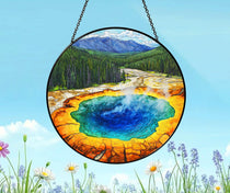 Yellowstone National Park Glass Suncatcher, US Park Sun Catcher, National Park Ornament, Window Hangings, Travel Gift, Nature Wall Art