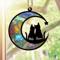 Personalized Couple Cats Memorial Suncatcher, Custom Cat Memorial Gift, Cat Loss Gift, Loss of Cats Gift, Cat Sympathy Gift, Cat Suncatcher