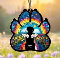 Custom Dog Rainbow Bridge Suncatcher, Dog Memorial Suncatcher, Loss of Pet Gift, Dog Remembrance Gift, Gift For Dog Lovers, Window Hanging