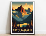 North Cascades National Park In Washington Poster, US National Park Poster, Travel Poster, Nature Lover Art, Landscape Poster