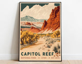 Capitol Reef National Park Poster, US National Parks Poster, Utah Poster, Travel Poster, Hiking Poster, Adventure Art, Nature Poster