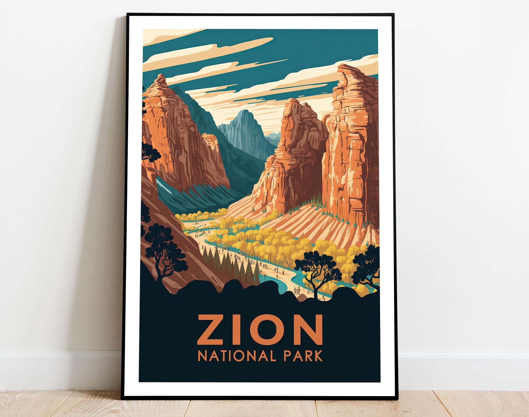 Zion National Park Poster, Zion Travel Wall Art, Utah Poster, US National Parks Poster, HIking Poster, Travel Poster, Adventure Poster Main image