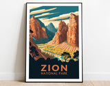 Zion National Park Poster, Zion Travel Wall Art, Utah Poster, US National Parks Poster, HIking Poster, Travel Poster, Adventure Poster