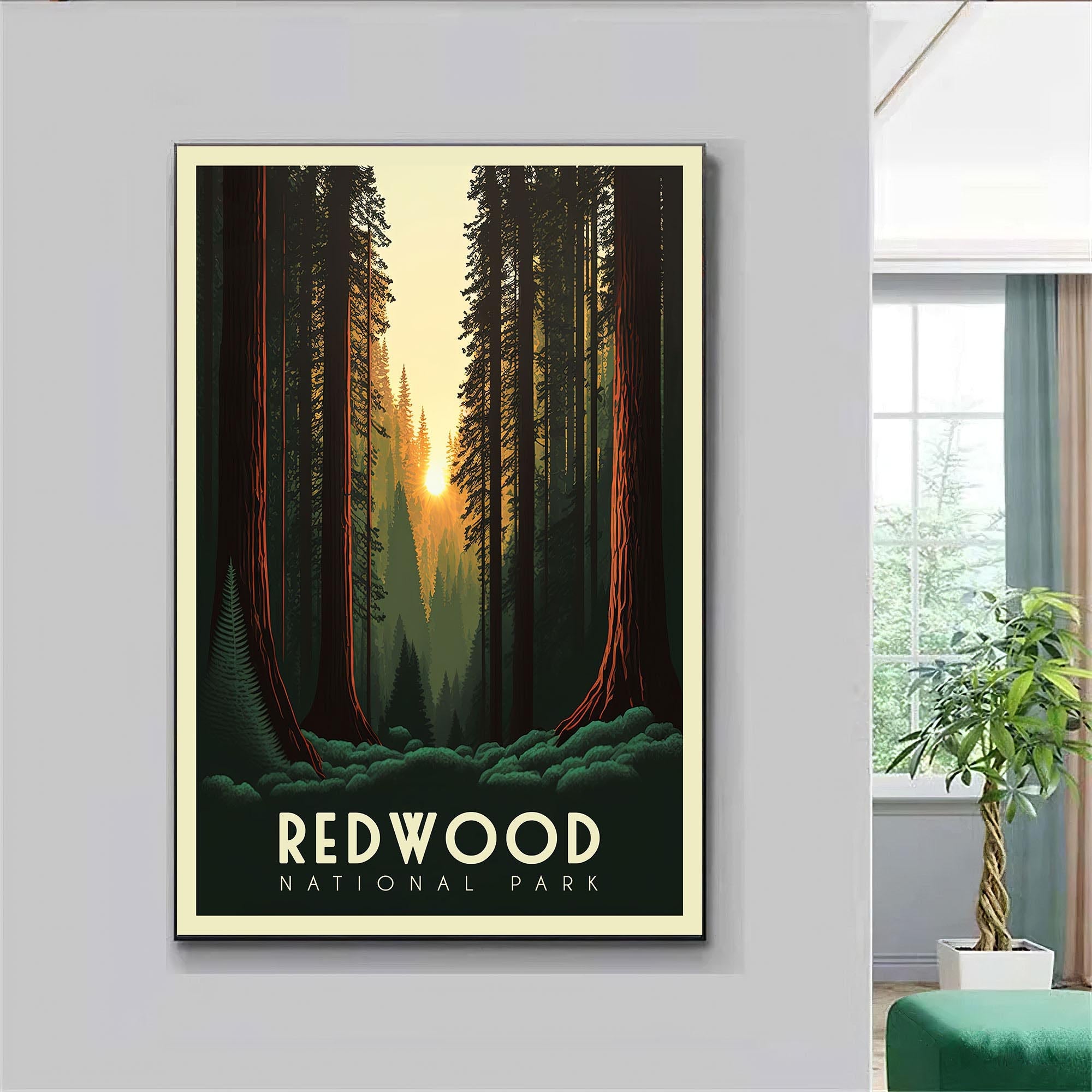 Redwood National Park Poster, California Poster, US National Parks Poster, Travel Poster, Adventure Poster, Nature Art, Landscape Art Secondary image
