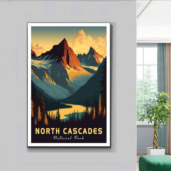 North Cascades National Park In Washington Poster, US National Park Poster, Travel Poster, Nature Lover Art, Landscape Poster