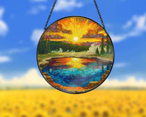 Yellowstone National Park Glass Suncatcher, US Park Sun Catcher, National Park Ornament, Window Hangings, Travel Gift, Nature Wall Art
