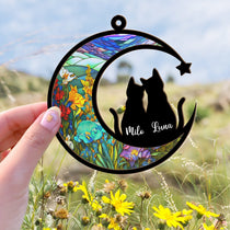 Personalized Couple Cats Memorial Suncatcher, Custom Cat Memorial Gift, Cat Loss Gift, Loss of Cats Gift, Cat Sympathy Gift, Cat Suncatcher