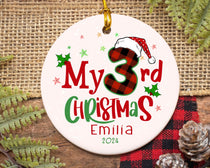 Personalized My 3rd Christmas Ornament, Custom Baby 3rd Christmas Ornament, 2026 Christmas Tree Decoration, New Baby Gift, Kids Ornament