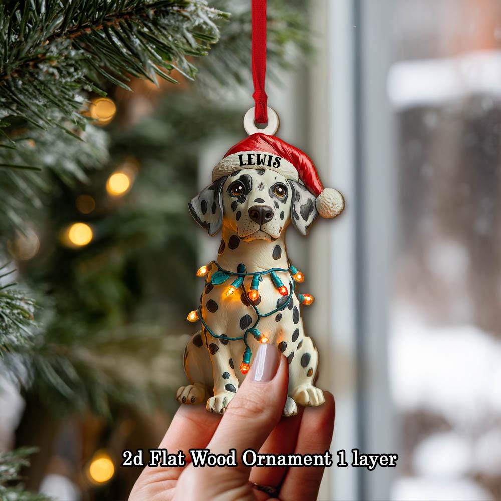 Customized Name Dalmatian Christmas Ornament, Dog First Christmas FLAT Ornament, Personalized Puppy Ornament