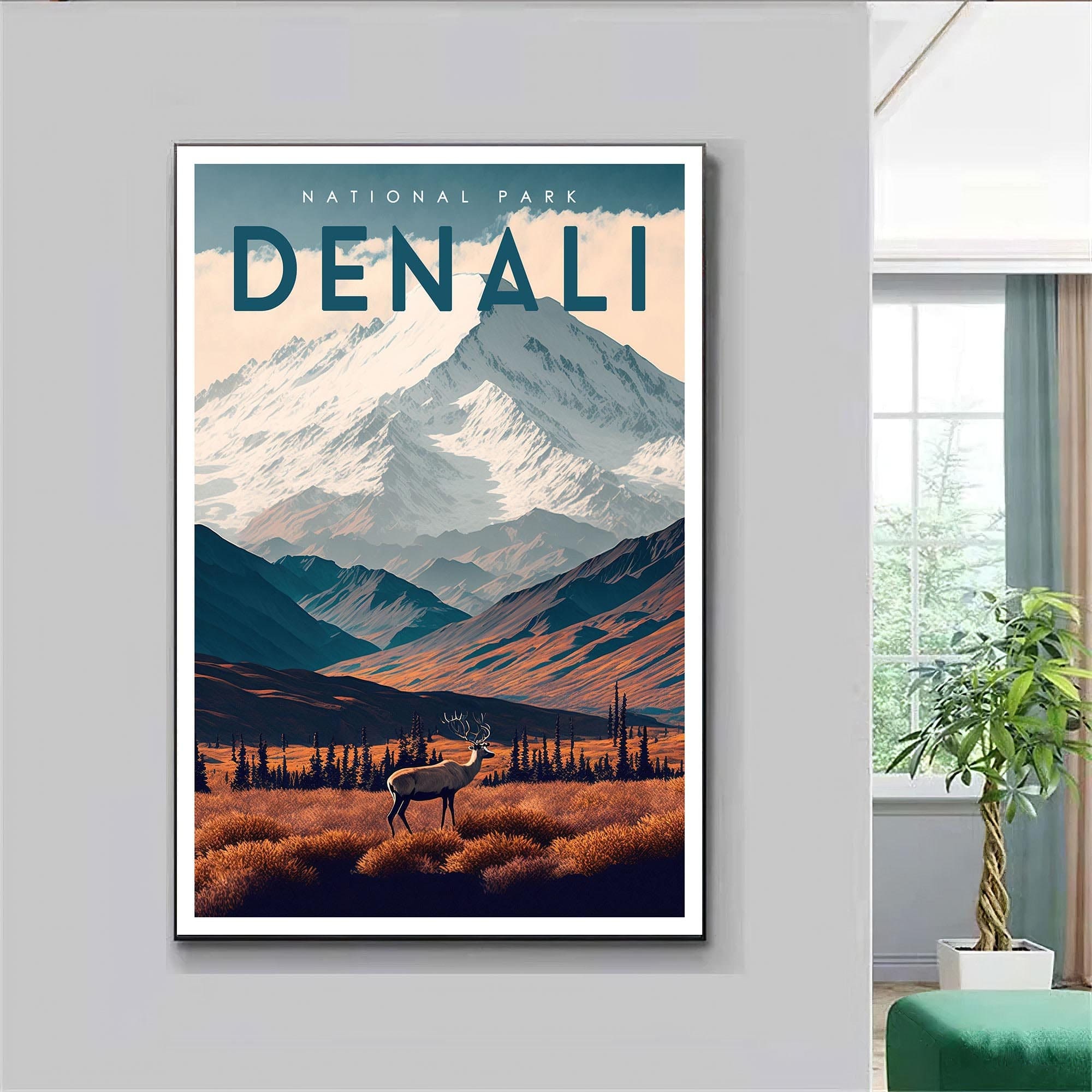 Denali National Park Poster, USA National Parks Poster, Mount McKinley Poster, Alaska Poster, Travel Poster, Nature Poster, Adventure Gift
