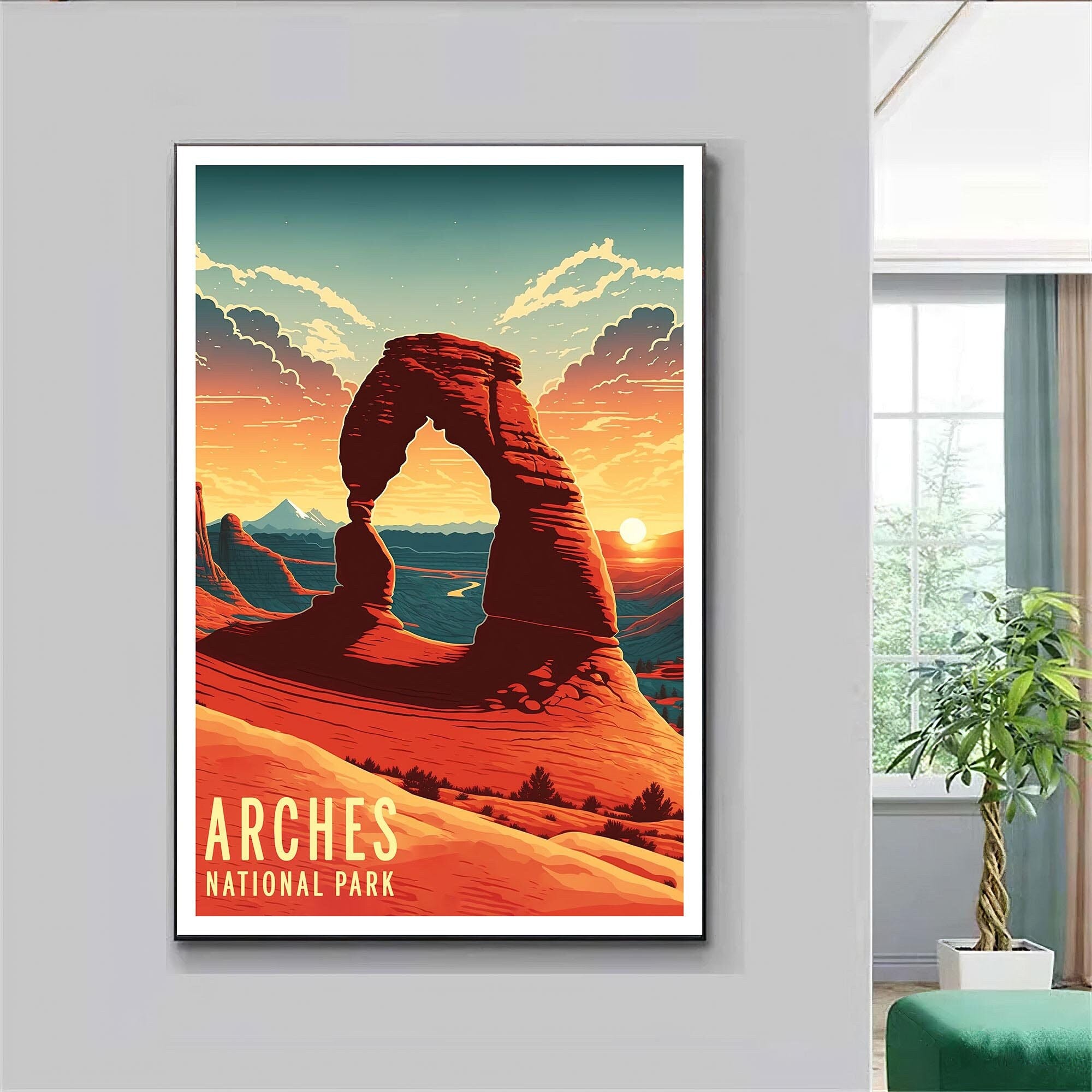 Arches National Park Poster, Utah Poster, US National Parks Poster, Travel Poster, Adventure Wall Art, Nature Lover Art, Sunset Poster Secondary image