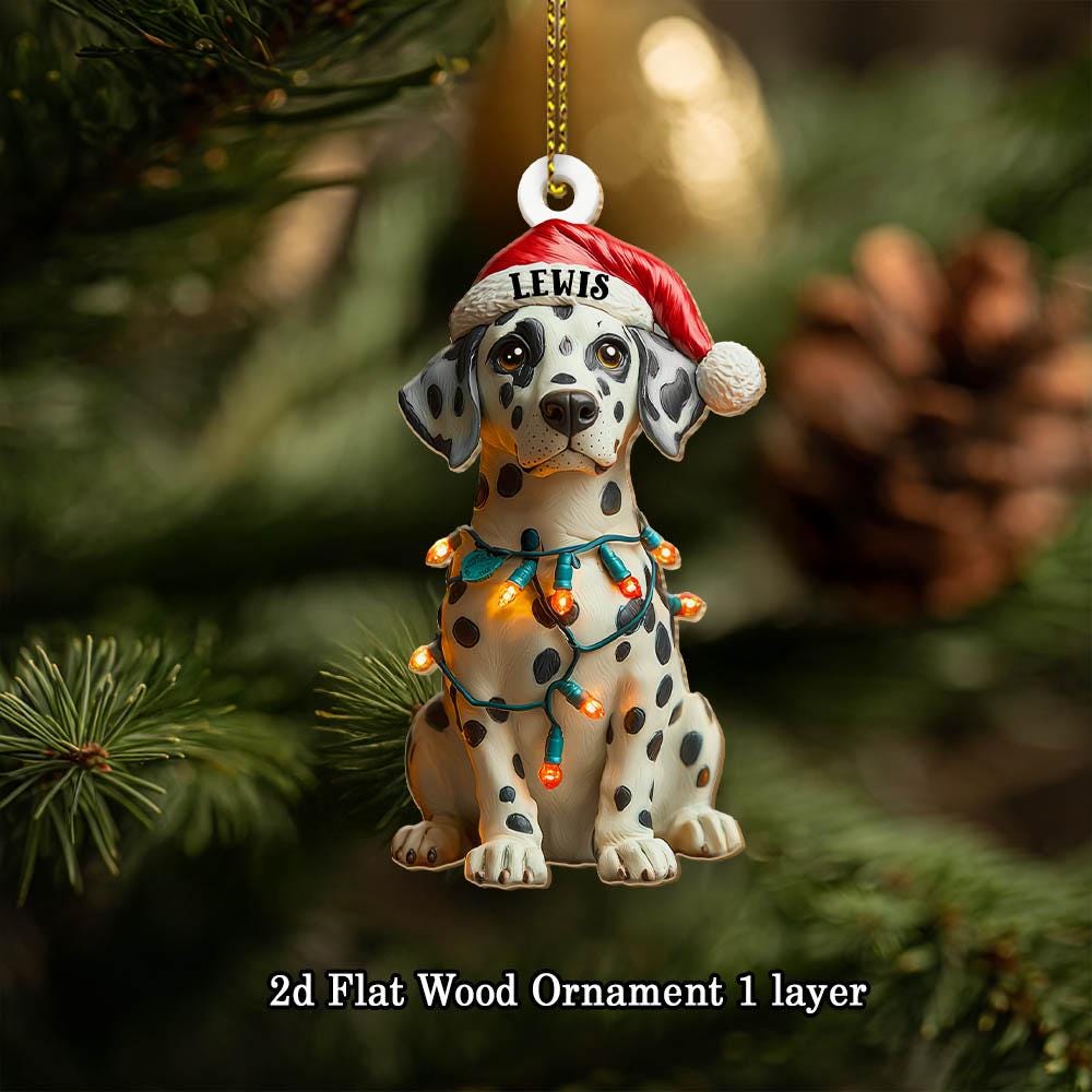 Customized Name Dalmatian Christmas Ornament, Dog First Christmas FLAT Ornament, Personalized Puppy Ornament