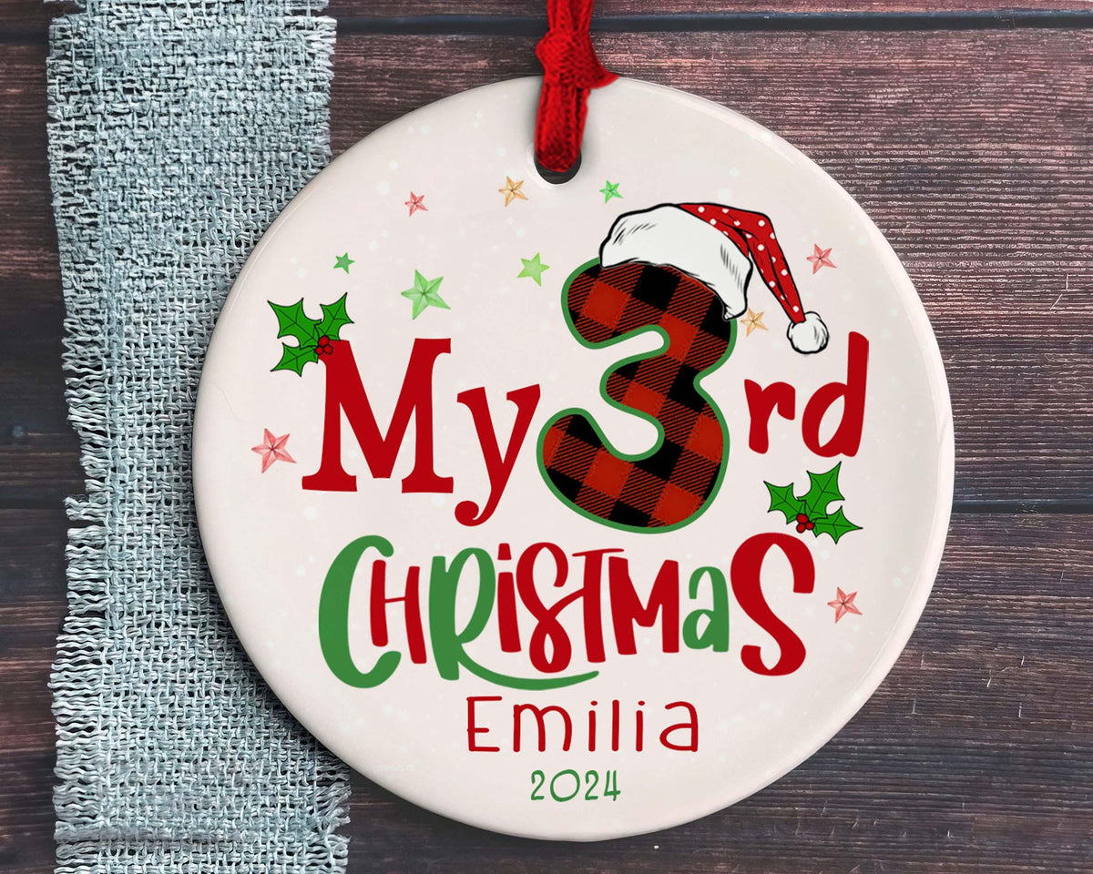 Personalized My 3rd Christmas Ornament, Custom Baby 3rd Christmas Ornament, 2026 Christmas Tree Decoration, New Baby Gift, Kids Ornament