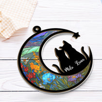 Personalized Couple Cats Memorial Suncatcher, Custom Cat Memorial Gift, Cat Loss Gift, Loss of Cats Gift, Cat Sympathy Gift, Cat Suncatcher