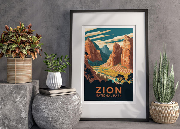 Zion National Park Poster, Zion Travel Wall Art, Utah Poster, US National Parks Poster, HIking Poster, Travel Poster, Adventure Poster