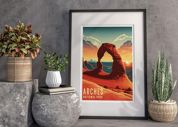 Arches National Park Poster, Utah Poster, US National Parks Poster, Travel Poster, Adventure Wall Art, Nature Lover Art, Sunset Poster