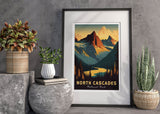 North Cascades National Park In Washington Poster, US National Park Poster, Travel Poster, Nature Lover Art, Landscape Poster