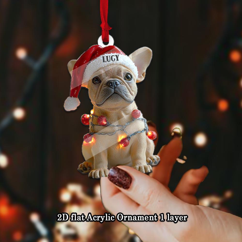 Custom French Bulldog Flat Ornament, Christmas French Bulldog Ornament, French Bulldog Christmas, French Bulldog Gifts, Christmas Decor