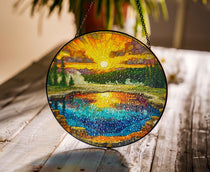 Yellowstone National Park Glass Suncatcher, US Park Sun Catcher, National Park Ornament, Window Hangings, Travel Gift, Nature Wall Art