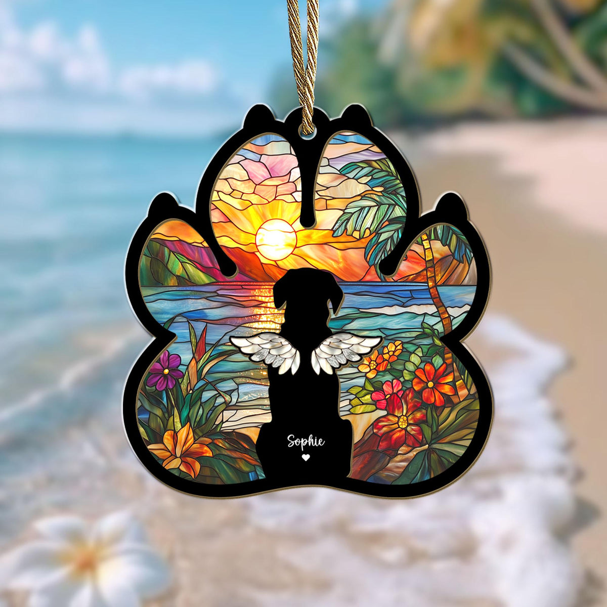Custom Dog Rainbow Bridge Suncatcher, Dog Memorial Suncatcher, Loss of Pet Gift, Dog Remembrance Gift, Gift For Dog Lovers, Window Hanging